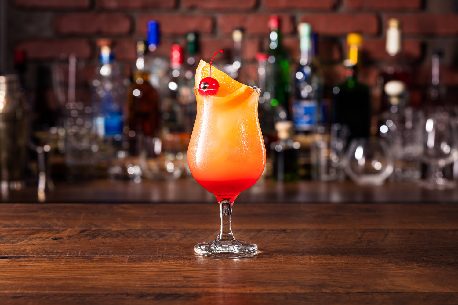 Refreshing Rum Hurricane Cocktail on a Bar